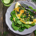 Crispy Parmesan and Spinach Omelet with Green Peas