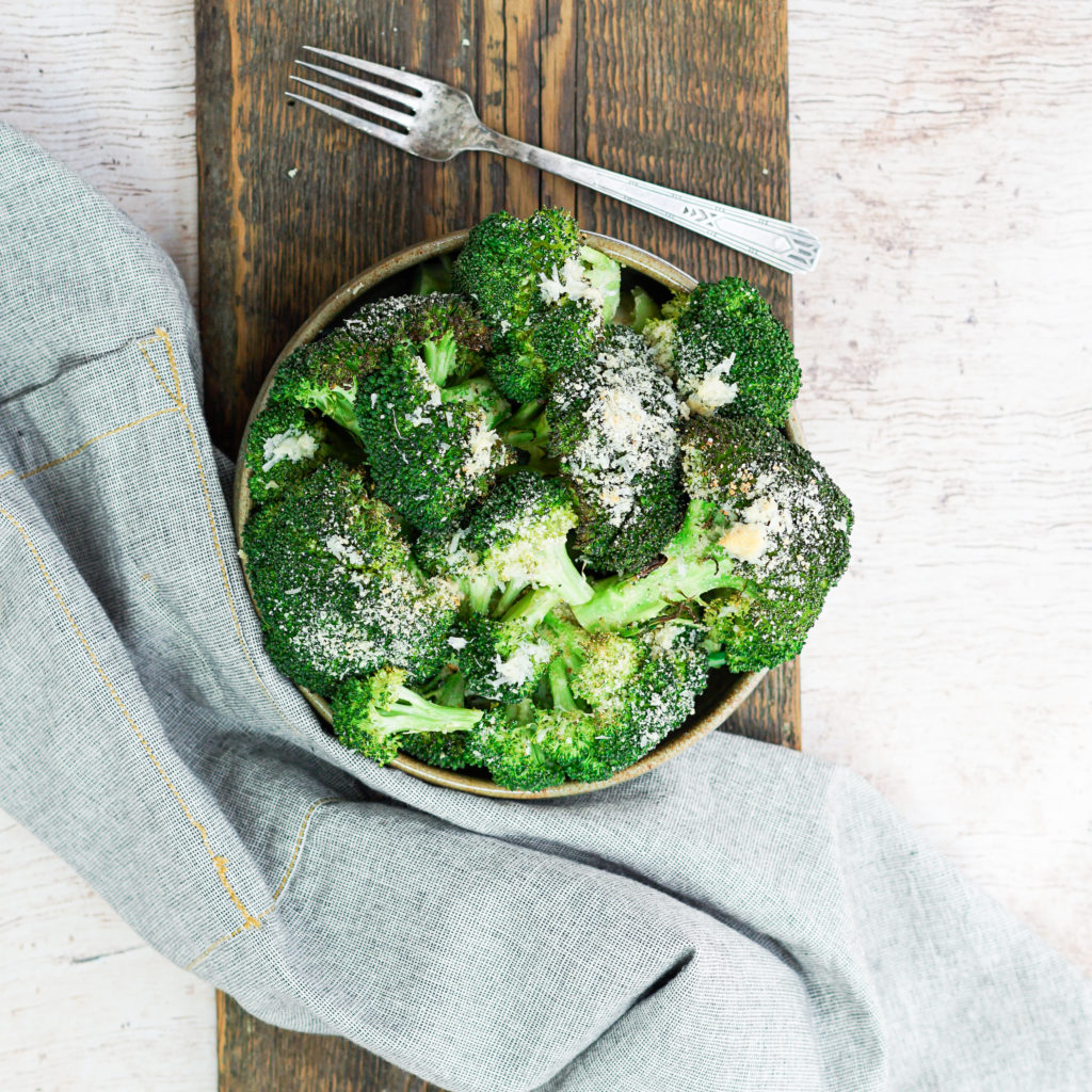 Charred Broccoli with Almond & Parmesan Crumb