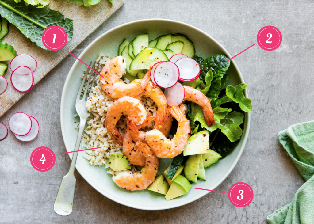 shrimp bowl with veggies